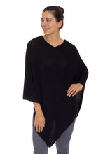 Load image into Gallery viewer, Knit 100% Alpaca Black Poncho from Peru - Enchanted Evening in Black | NOVICA
