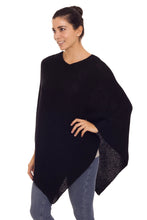 Load image into Gallery viewer, Knit 100% Alpaca Black Poncho from Peru - Enchanted Evening in Black | NOVICA
