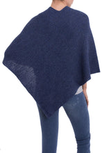 Load image into Gallery viewer, Knit Indigo 100% Alpaca Poncho from Peru - Enchanted Evening in Indigo | NOVICA
