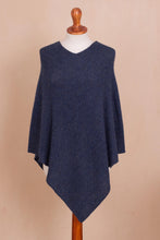 Load image into Gallery viewer, Knit Indigo 100% Alpaca Poncho from Peru - Enchanted Evening in Indigo | NOVICA
