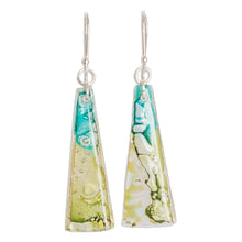 Load image into Gallery viewer, Recycled CD Earrings on 925 Silver Hooks Handcrafted Jewelry - Peaceful Life | NOVICA
