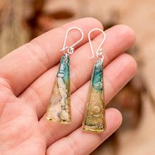 Load image into Gallery viewer, Recycled CD Earrings on 925 Silver Hooks Handcrafted Jewelry - Peaceful Life | NOVICA
