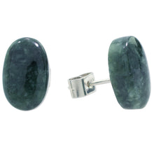 Load image into Gallery viewer, Dark Green Jade Oval Button Earrings from Guatemala - Oval Simplicity in Dark Green | NOVICA
