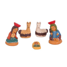 Load image into Gallery viewer, Hand-Painted 5-Piece Ceramic Andean Folk Art Nativity Scene - Cuzco Birth | NOVICA
