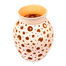 Load image into Gallery viewer, Handcrafted Hole Motif Ceramic Decorative Vase from Mexico - Transparency | NOVICA
