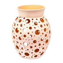 Load image into Gallery viewer, Handcrafted Hole Motif Ceramic Decorative Vase from Mexico - Transparency | NOVICA
