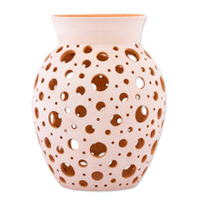 Load image into Gallery viewer, Handcrafted Hole Motif Ceramic Decorative Vase from Mexico - Transparency | NOVICA
