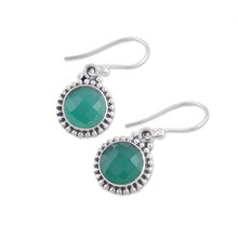 Load image into Gallery viewer, Green Onyx and Sterling Silver Dangle Earrings from India - Green Passion | NOVICA
