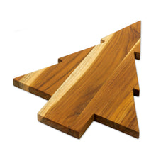 Load image into Gallery viewer, Teak Wood Tree-Shaped Charcuterie Board from Guatemala - Festive Delights | NOVICA
