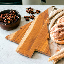 Load image into Gallery viewer, Teak Wood Tree-Shaped Charcuterie Board from Guatemala - Festive Delights | NOVICA
