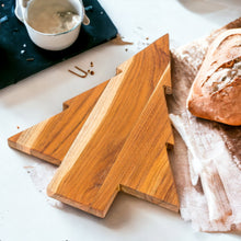 Load image into Gallery viewer, Teak Wood Tree-Shaped Charcuterie Board from Guatemala - Festive Delights | NOVICA
