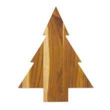 Load image into Gallery viewer, Teak Wood Tree-Shaped Charcuterie Board from Guatemala - Festive Delights | NOVICA
