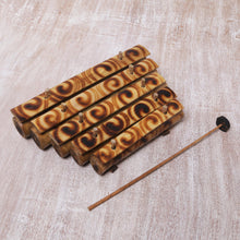 Load image into Gallery viewer, Swirl Motif Bamboo Xylophone with Mallet from Bali - Swirling Melody | NOVICA
