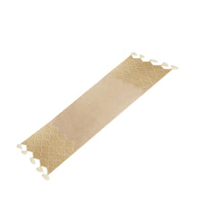 Load image into Gallery viewer, Cotton Jute Beige Beaded Embroidered Table Runner - Classic Honeycomb | NOVICA
