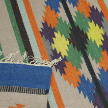 Load image into Gallery viewer, 4x6 Geometric Colorful Wool Dhurrie Rug from India - Geometric Joy | NOVICA
