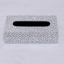 Load image into Gallery viewer, Glass Mosaic Reflective Tissue Box Cover from India - Reflective Perfection | NOVICA
