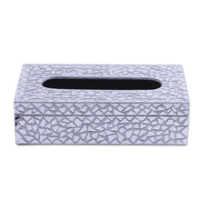 Load image into Gallery viewer, Glass Mosaic Reflective Tissue Box Cover from India - Reflective Perfection | NOVICA
