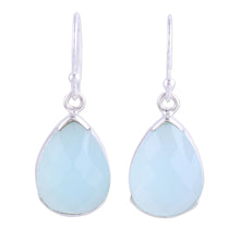 Load image into Gallery viewer, Aqua Chalcedony and Sterling Silver Dangle Earrings - Aqua Drops | NOVICA
