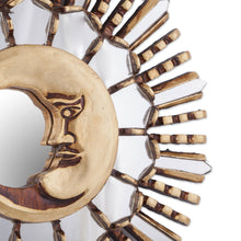 Load image into Gallery viewer, Wood Wall Mirror with Moon Theme and Bronze Leaf - Cuzco Moonlight | NOVICA
