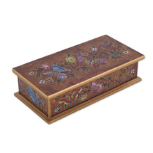 Load image into Gallery viewer, Reverse Painted Glass Butterfly Decorative Box in Sepia - Butterfly Jubilee in Sepia | NOVICA
