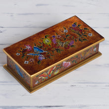 Load image into Gallery viewer, Reverse Painted Glass Butterfly Decorative Box in Sepia - Butterfly Jubilee in Sepia | NOVICA
