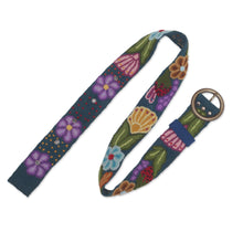 Load image into Gallery viewer, Embroidered Floral Wool Belt in Teal from Peru - Garden Fashion in Teal | NOVICA
