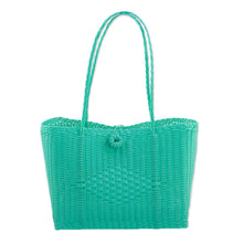 Load image into Gallery viewer, Handwoven Cerulean Tote Handbag from Guatemala - Bright Morning | NOVICA
