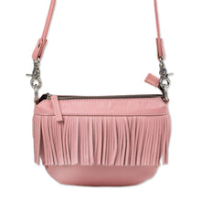Load image into Gallery viewer, Fringed Petal Pink Leather Sling Handbag - Pink Dancer | NOVICA
