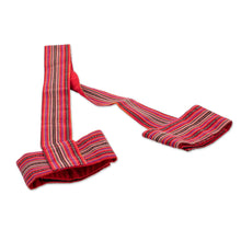 Load image into Gallery viewer, Striped Cotton Yoga Mat Strap in Crimson from Guatemala - Peaceful Stripes | NOVICA
