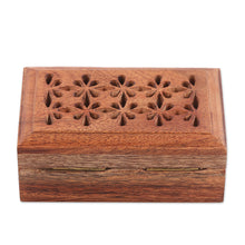 Load image into Gallery viewer, Handcrafted Floral Wood Decorative Box from India - Floral Subtlety | NOVICA
