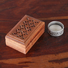 Load image into Gallery viewer, Handcrafted Floral Wood Decorative Box from India - Floral Subtlety | NOVICA
