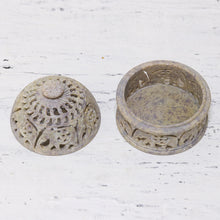 Load image into Gallery viewer, Elephant-Themed Soapstone Decorative Jar from India - Elephant Alliance | NOVICA
