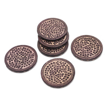 Load image into Gallery viewer, Indonesian Cream and Black Wood Batik Coasters (Set of 6) - Paddy Harvest | NOVICA
