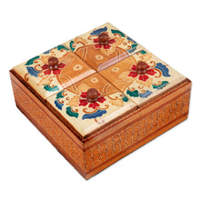 Load image into Gallery viewer, Floral Batik Wood Decorative Box from Indonesia - Javanese Memory | NOVICA

