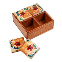 Load image into Gallery viewer, Floral Batik Wood Decorative Box from Indonesia - Javanese Memory | NOVICA
