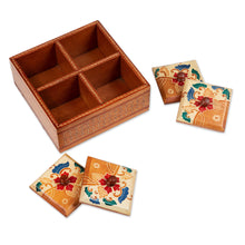 Load image into Gallery viewer, Floral Batik Wood Decorative Box from Indonesia - Javanese Memory | NOVICA
