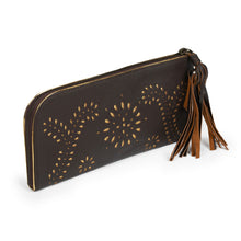 Load image into Gallery viewer, Wallet Clutch Hand Crafted from Dark Brown Leather - Prambanan Fireworks in Brown | NOVICA
