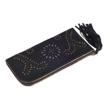 Load image into Gallery viewer, Black and Gold Wallet Clutch Combo Handmade in Bali - Prambanan Fireworks in Black | NOVICA
