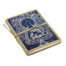 Load image into Gallery viewer, Unlined Handmade Paper Journal with Buddha Image - Buddha in Blue | NOVICA
