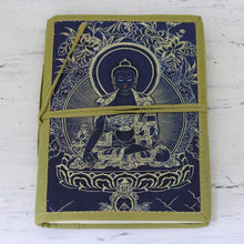 Load image into Gallery viewer, Unlined Handmade Paper Journal with Buddha Image - Buddha in Blue | NOVICA
