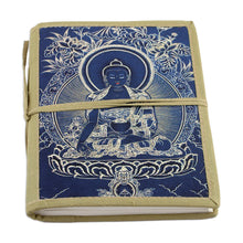 Load image into Gallery viewer, Unlined Handmade Paper Journal with Buddha Image - Buddha in Blue | NOVICA
