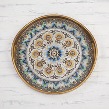 Load image into Gallery viewer, Andean Sunflower Theme Reverse-Painted Glass Tray - Blue Andean Mandala | NOVICA

