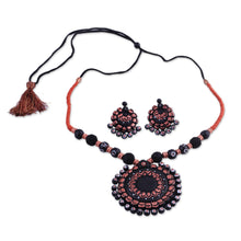 Load image into Gallery viewer, Handcrafted Floral Ceramic Jewelry Set from India - Sunflower Majesty | NOVICA
