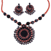 Load image into Gallery viewer, Handcrafted Floral Ceramic Jewelry Set from India - Sunflower Majesty | NOVICA
