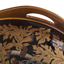 Load image into Gallery viewer, Reverse-Painted Glass Peacock Tray from Peru - Mystic Peacock | NOVICA
