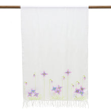 Load image into Gallery viewer, Hand Painted Silk Blend Queen's Gilliflower Shawl from India - Queen's Gilliflower | NOVICA
