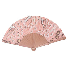 Load image into Gallery viewer, Pink Floral Hand Fan Crafted from Silk and Pinewood - Bangli Springtime | NOVICA

