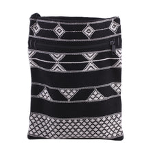 Load image into Gallery viewer, Hand Woven Black and White Cotton Sling Bag - Rajasthani Roads | NOVICA
