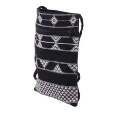 Load image into Gallery viewer, Hand Woven Black and White Cotton Sling Bag - Rajasthani Roads | NOVICA
