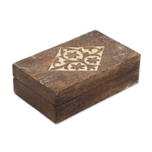 Load image into Gallery viewer, Handcrafted Floral Mango Wood Decorative Box from India - Blossoming Rhombus | NOVICA

